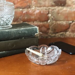 SOLD - Vintage Crystal Glass Ashtray
